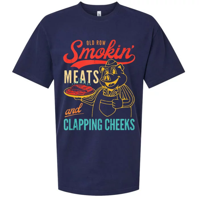 Old Row Smokin Meats And Clapping Cheeks Funny Sueded Cloud Jersey T-Shirt