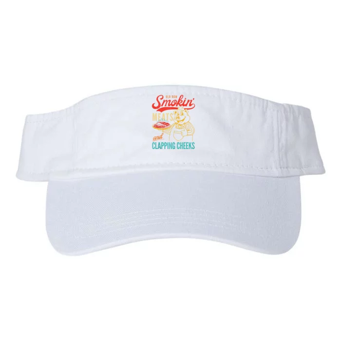 Old Row Smokin Meats And Clapping Cheeks Funny Valucap Bio-Washed Visor