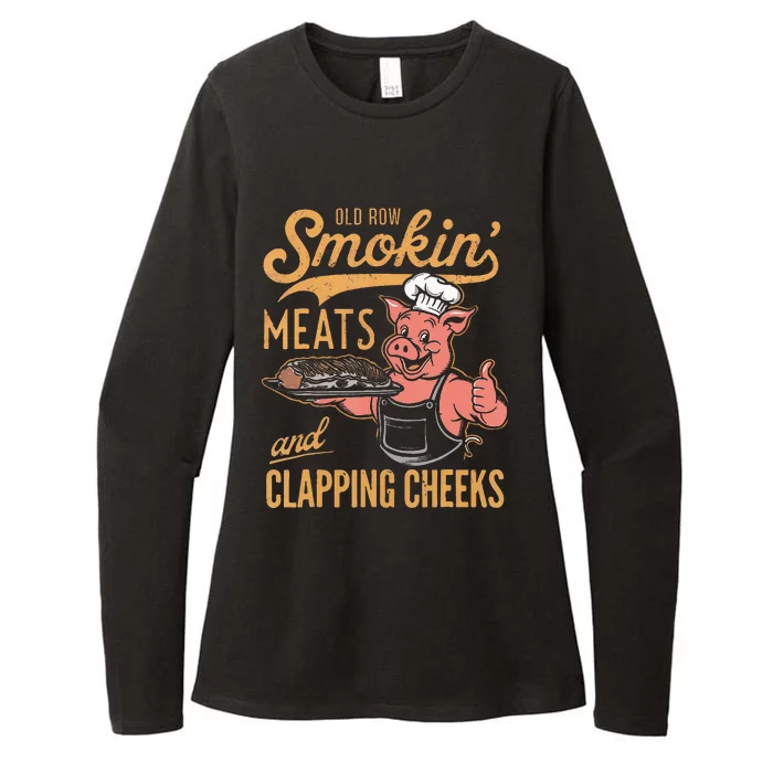 Old Row Smokin Meats And Clapping Cheeks Funny Bbq Womens CVC Long Sleeve Shirt