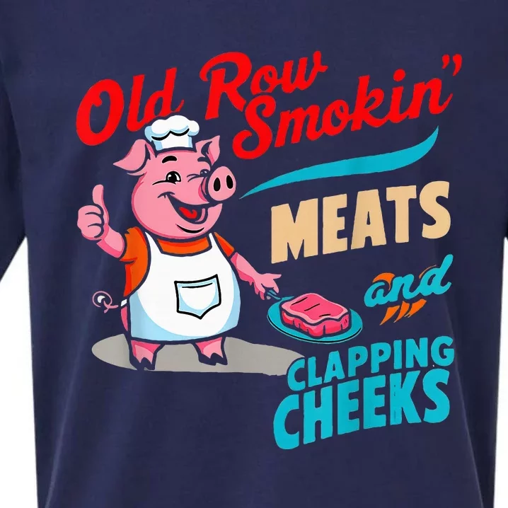 Old Row Smokin Meats And Clapping Cheeks Sueded Cloud Jersey T-Shirt