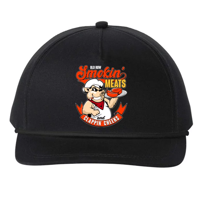 Old Row Smokin Meats And Clappin Cheeks Bbq Snapback Five-Panel Rope Hat