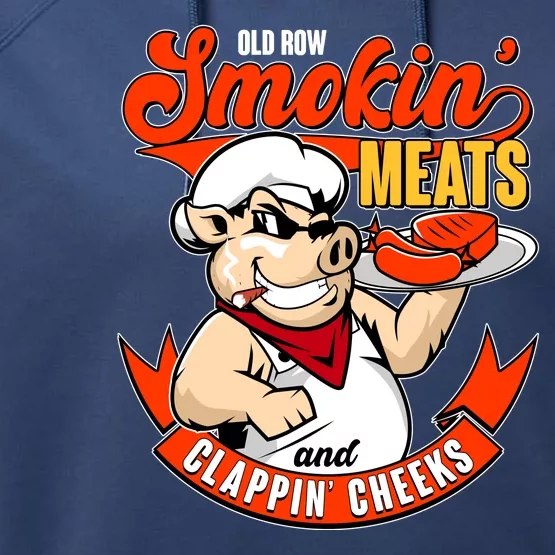 Old Row Smokin Meats And Clappin Cheeks Bbq Performance Fleece Hoodie