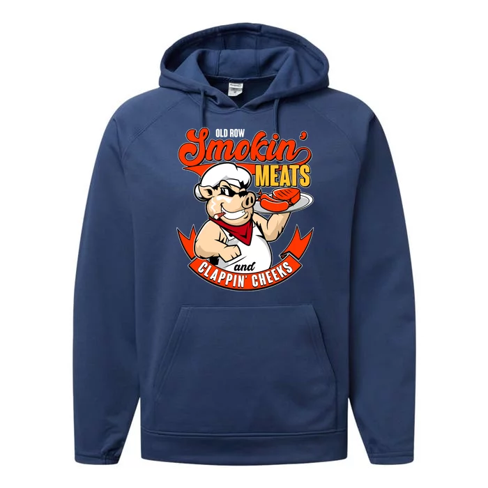 Old Row Smokin Meats And Clappin Cheeks Bbq Performance Fleece Hoodie