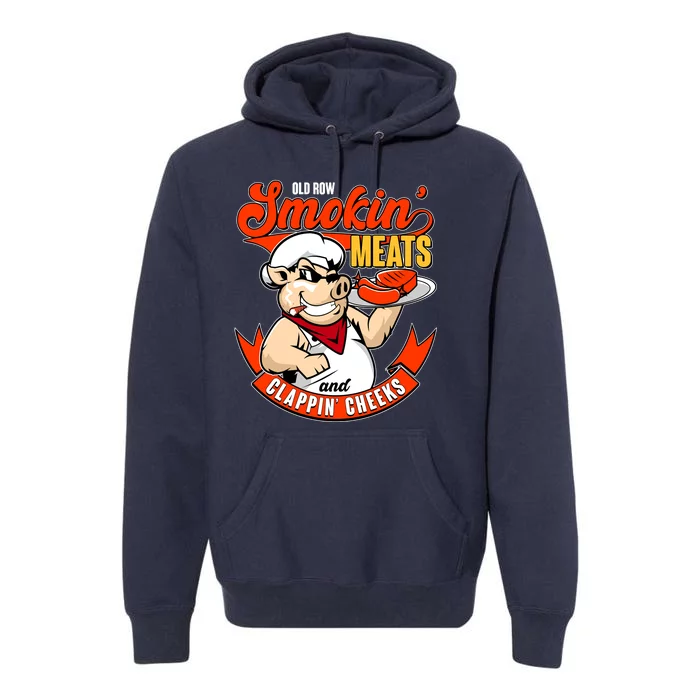 Old Row Smokin Meats And Clappin Cheeks Bbq Premium Hoodie