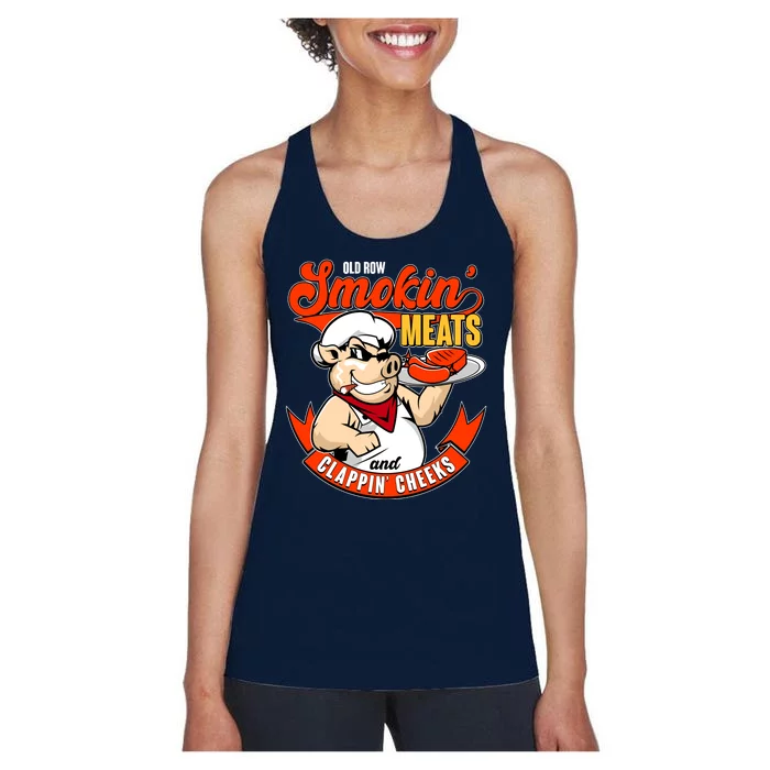 Old Row Smokin Meats And Clappin Cheeks Bbq Women's Racerback Tank