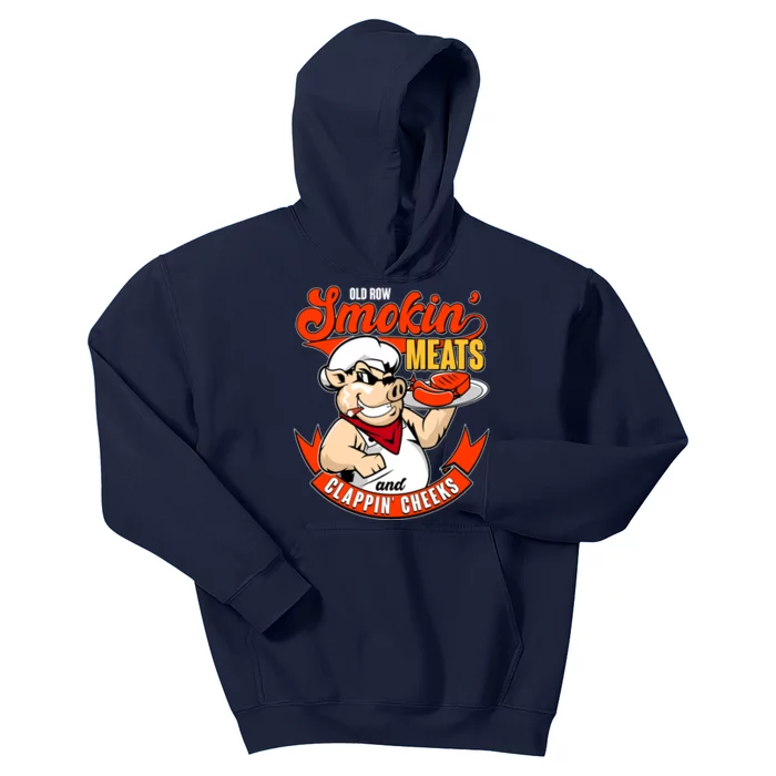 Old Row Smokin Meats And Clappin Cheeks Bbq Kids Hoodie