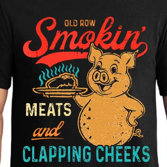 Old Row Smokin Meats And Clapping Cheeks Funny Bbq Pajama Set