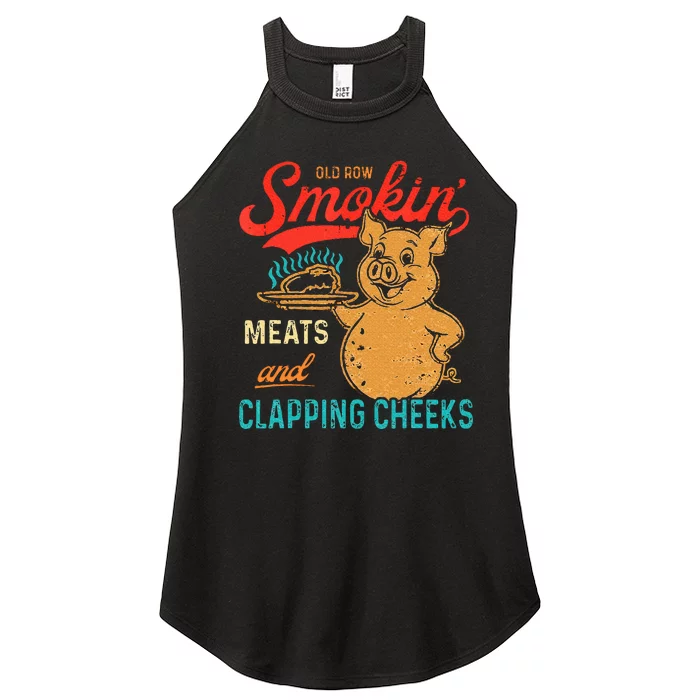 Old Row Smokin Meats And Clapping Cheeks Funny Bbq Women’s Perfect Tri Rocker Tank