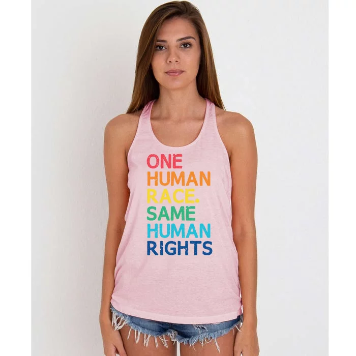 One Race Same Hu Rights Anti Racist Black Pride Cool Gift Women's Knotted Racerback Tank