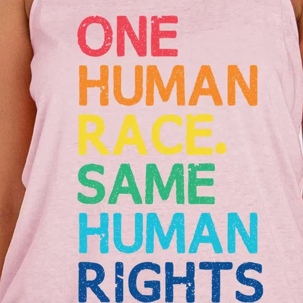 One Race Same Hu Rights Anti Racist Black Pride Cool Gift Women's Knotted Racerback Tank