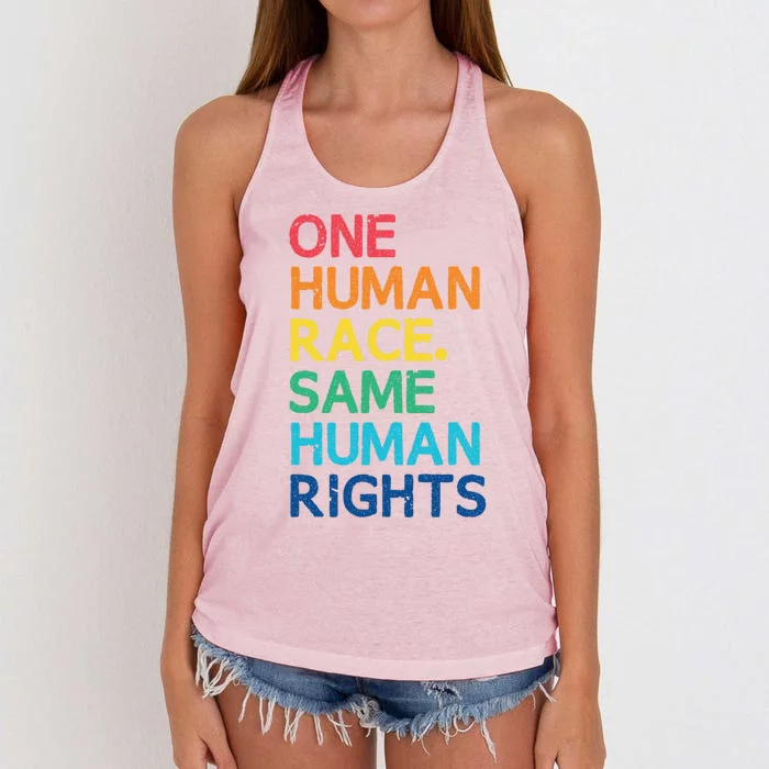 One Race Same Hu Rights Anti Racist Black Pride Cool Gift Women's Knotted Racerback Tank