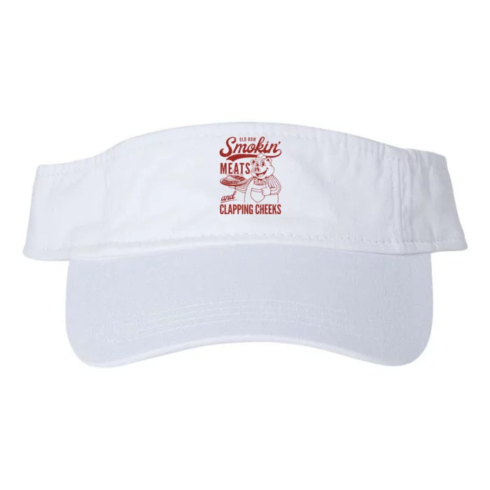 Old Row Smokin Meats And Clapping Cheeks Funny Old Row Smokin Meats And Clappi Valucap Bio-Washed Visor