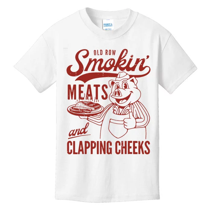 Old Row Smokin Meats And Clapping Cheeks Funny Old Row Smokin Meats And Clappi Kids T-Shirt