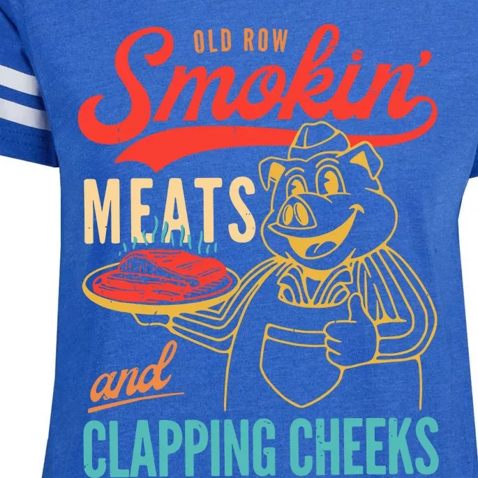 Old Row Smokin Meats And Clapping Cheeks Enza Ladies Jersey Football T-Shirt