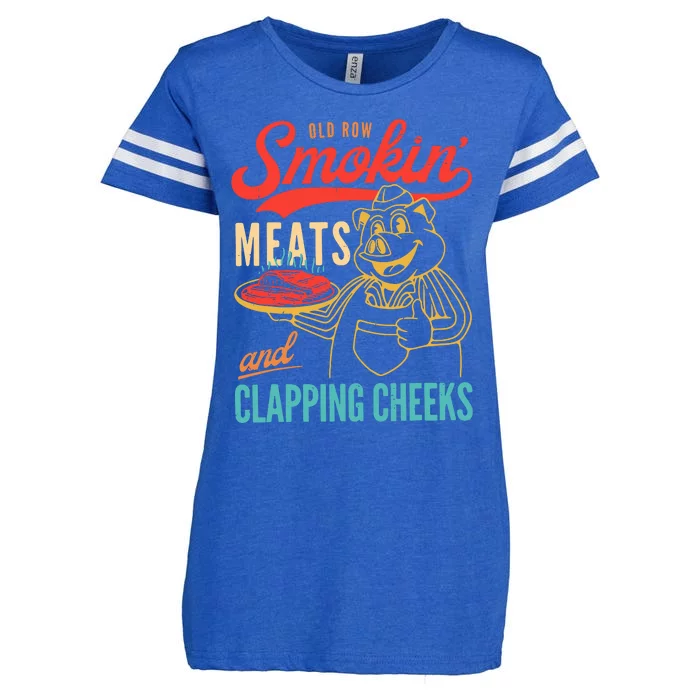 Old Row Smokin Meats And Clapping Cheeks Enza Ladies Jersey Football T-Shirt