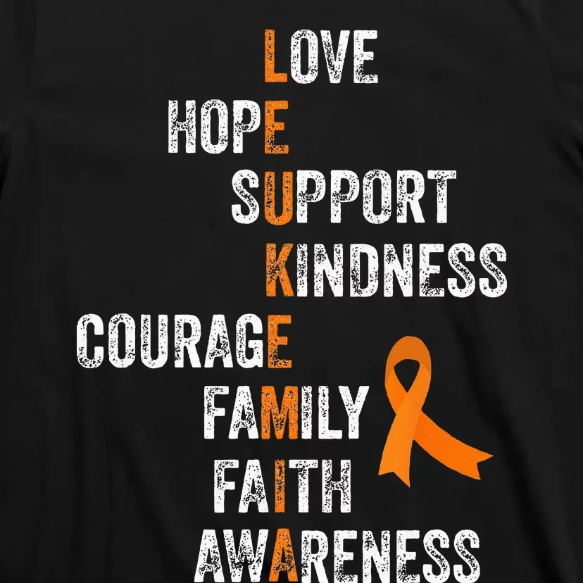 Orange Ribbon Sign Retro Vintage Aml Leukemia Awareness T-Shirt