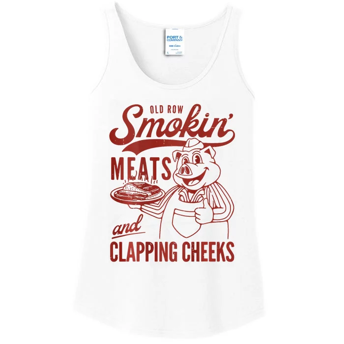 Old Row Smokin Meats And Clapping Cheeks Funny Bbq Ladies Essential Tank