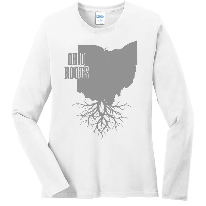 Ohio Roots State Map Usa Patriotic Pride Ladies Long Sleeve Shirt