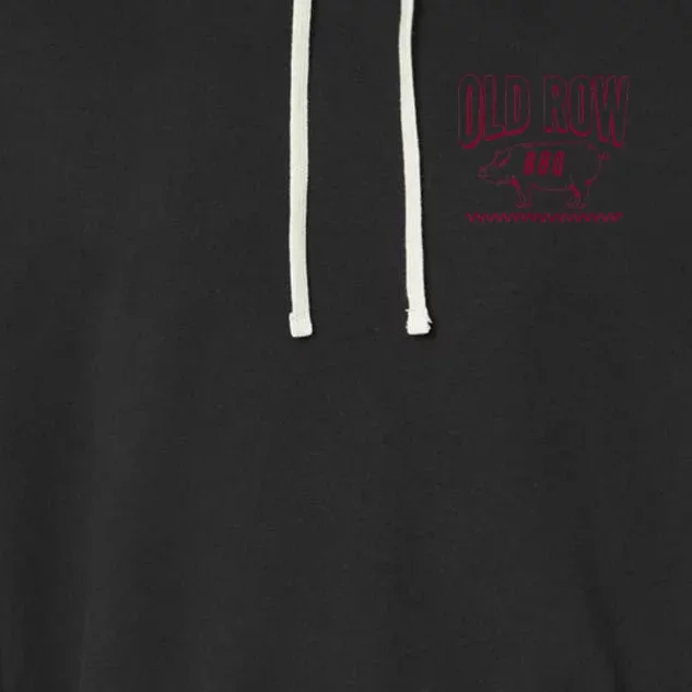 Old Row Smokin Meats And Clapping Cheeks Funny Bbq Garment-Dyed Fleece Hoodie