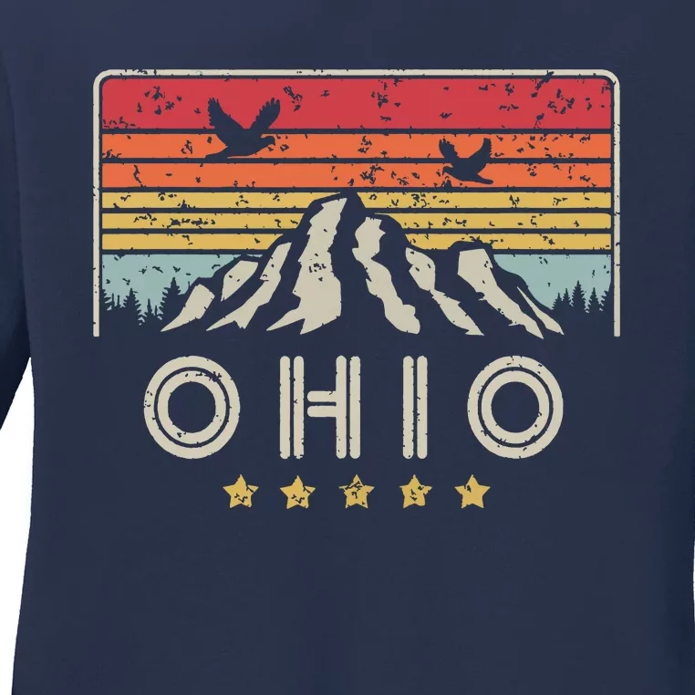 Ohio Retro Style Oh Usa Ladies Long Sleeve Shirt