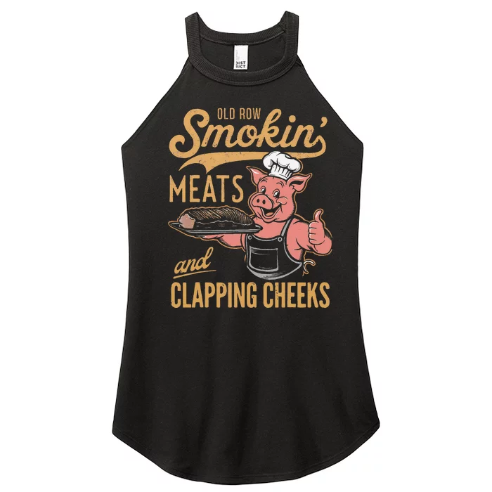 Old Row Smokin Meats And Clapping Cheeks Funny Women’s Perfect Tri Rocker Tank