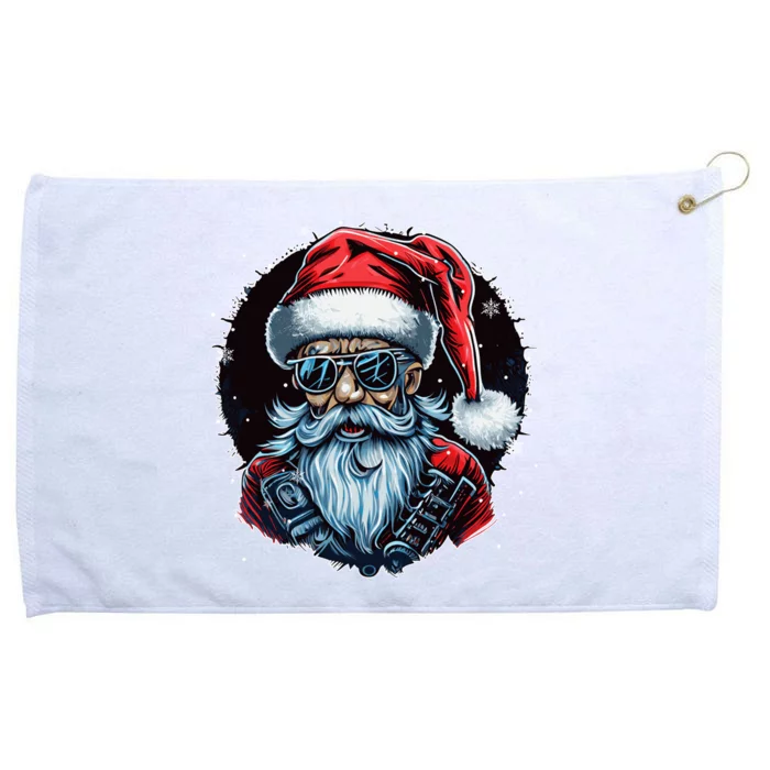 Old Rocker Santa Claus Rock N Roll Metal Christmas Gift Grommeted Golf Towel