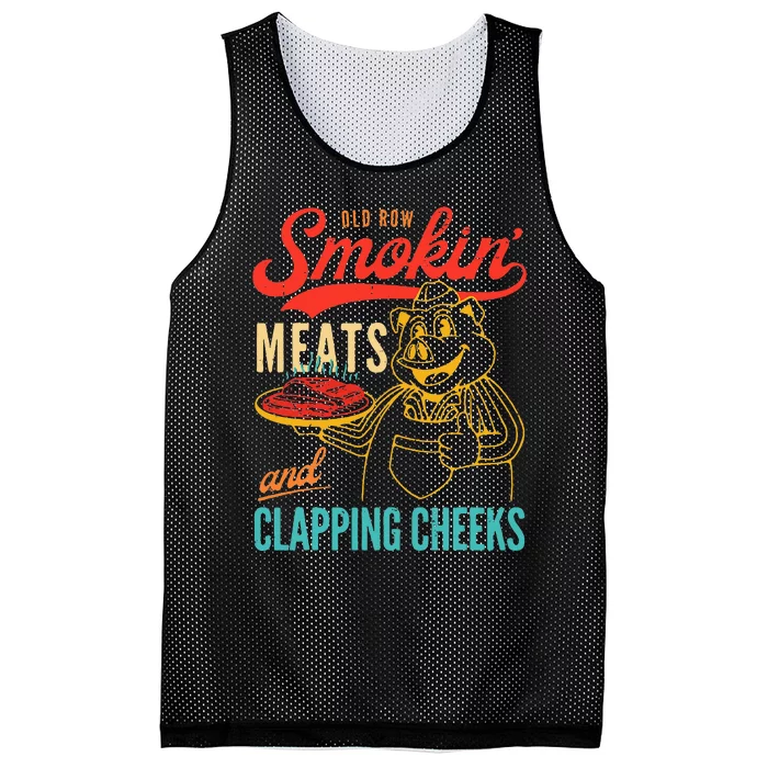 Old Row Smokin Meats And Clapping Cheeks Funny Mesh Reversible Basketball Jersey Tank