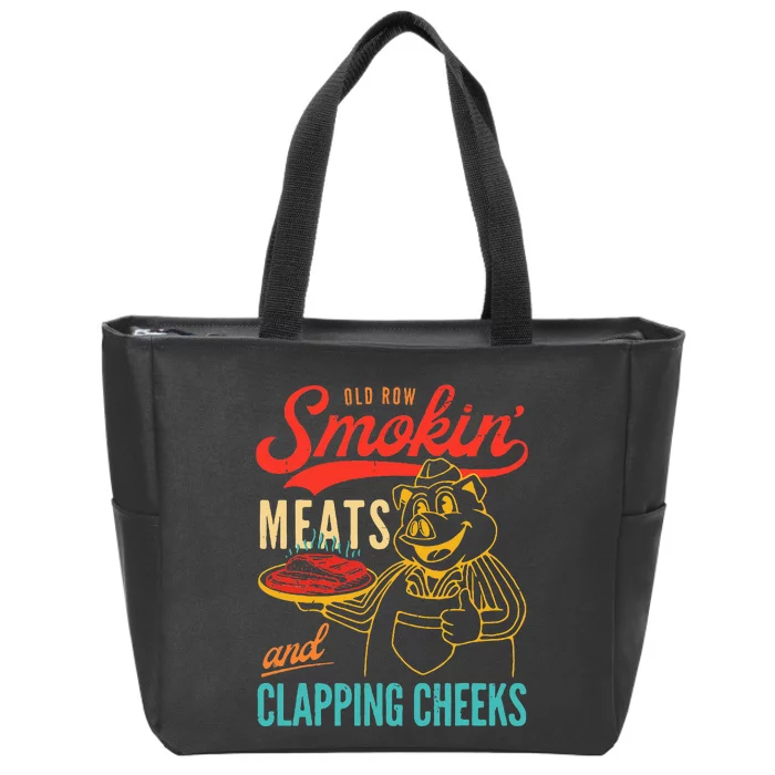 Old Row Smokin Meats And Clapping Cheeks Funny Zip Tote Bag