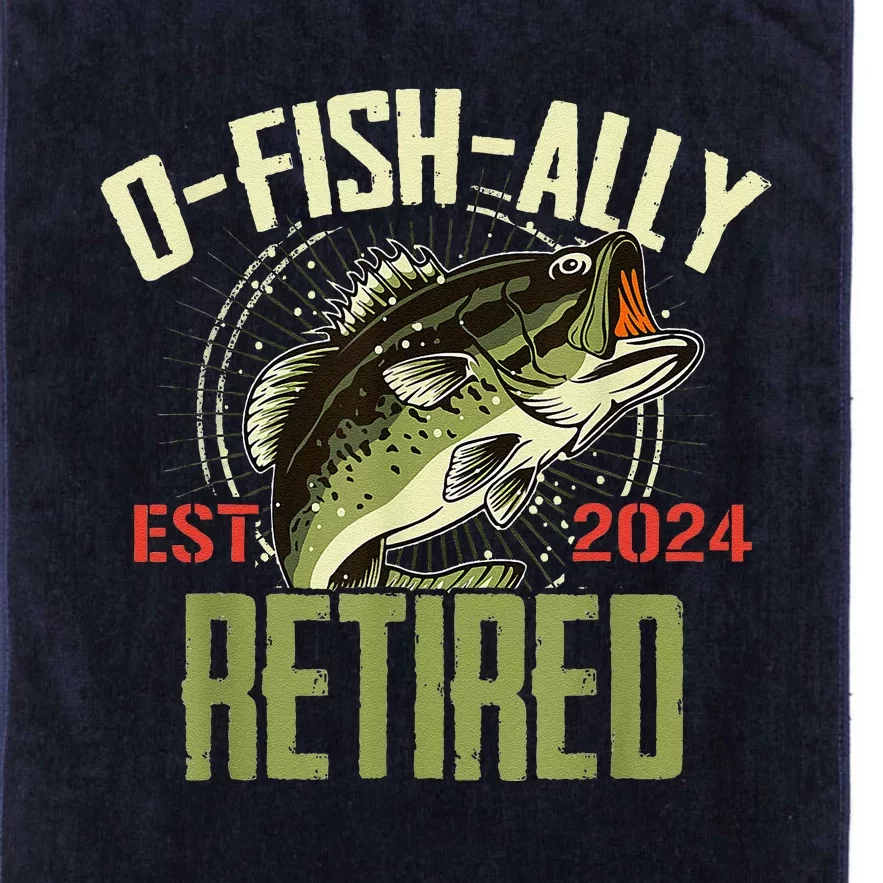 Ofishally Retired Since 2024 Retirement Fishing Platinum Collection Golf Towel