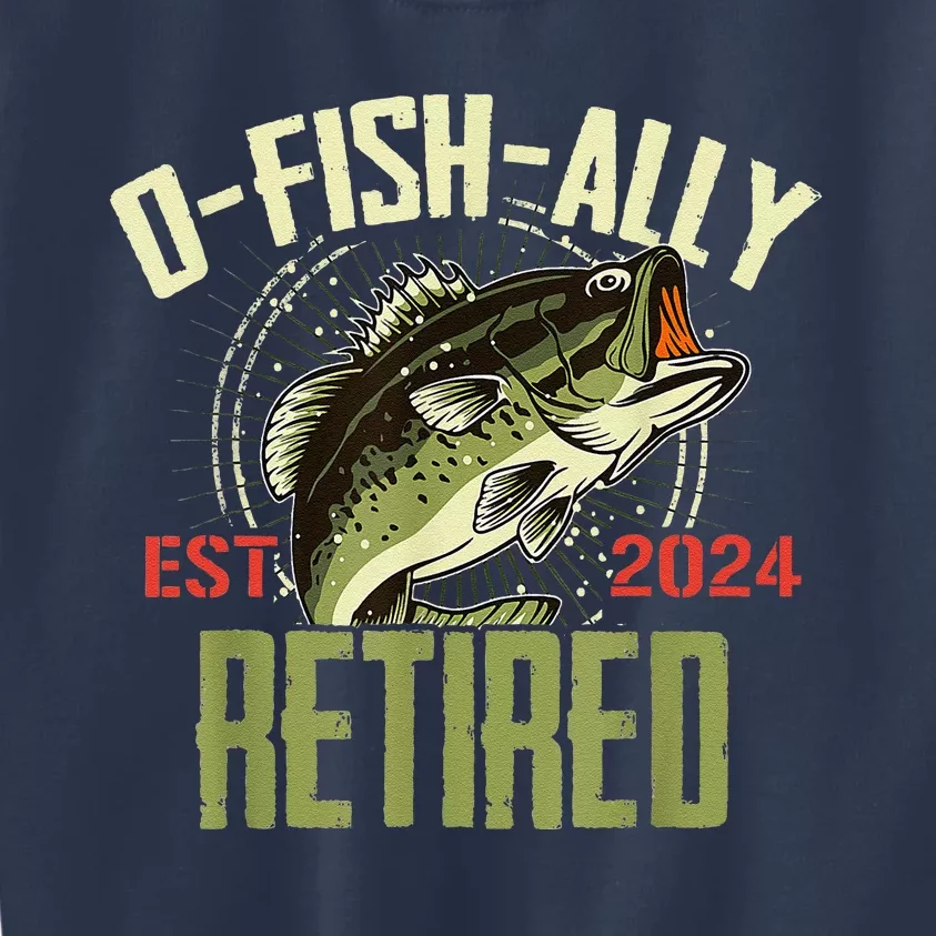 Ofishally Retired Since 2024 Retirement Fishing Kids Sweatshirt