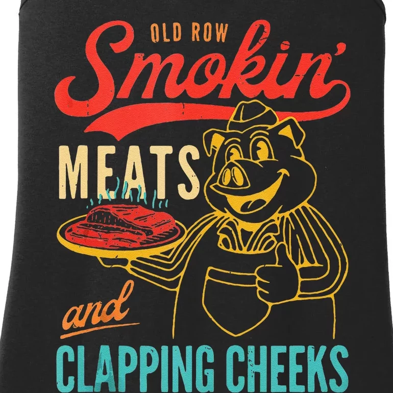 Old Row Smokin Meats And Clapping Cheeks Funny Gift Ladies Essential Tank