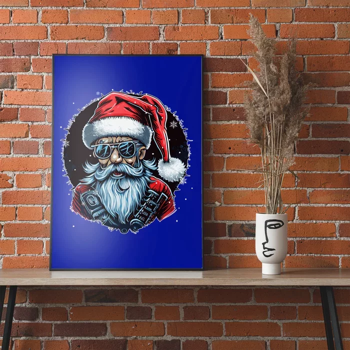 Old Rocker Santa Claus Rock N Roll Metal Christmas Cool Gift Poster