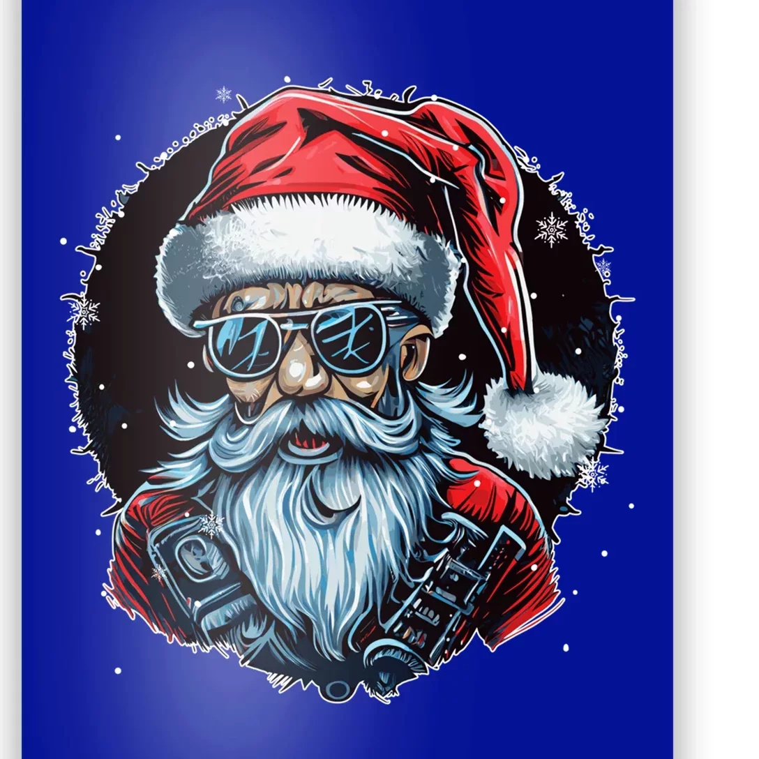 Old Rocker Santa Claus Rock N Roll Metal Christmas Cool Gift Poster