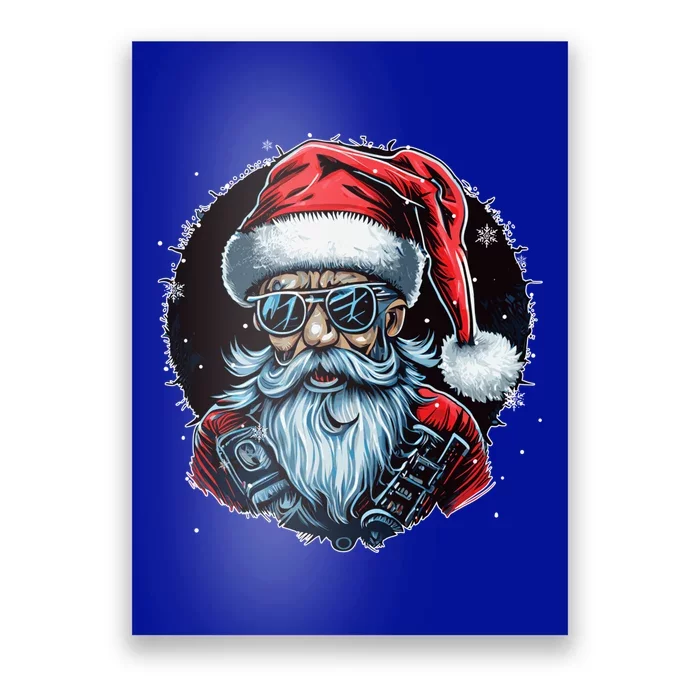 Old Rocker Santa Claus Rock N Roll Metal Christmas Cool Gift Poster