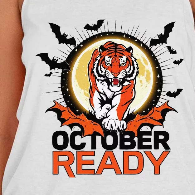 October Ready Tigers Funny Strong For October Ready Tiger Women's Knotted Racerback Tank