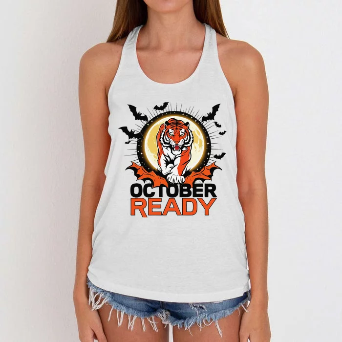 October Ready Tigers Funny Strong For October Ready Tiger Women's Knotted Racerback Tank