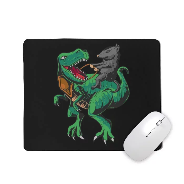 Opossum Riding T Rex Dinosaur Sweat Mousepad