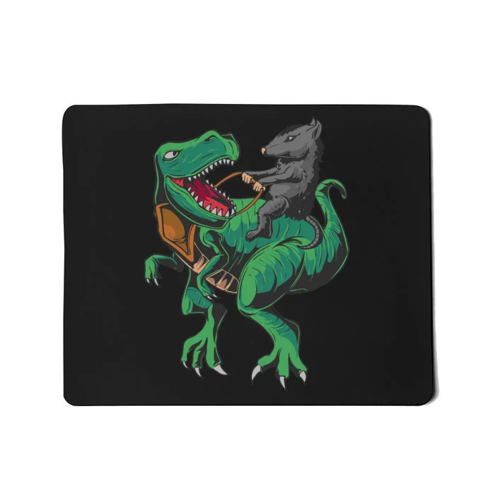 Opossum Riding T Rex Dinosaur Sweat Mousepad