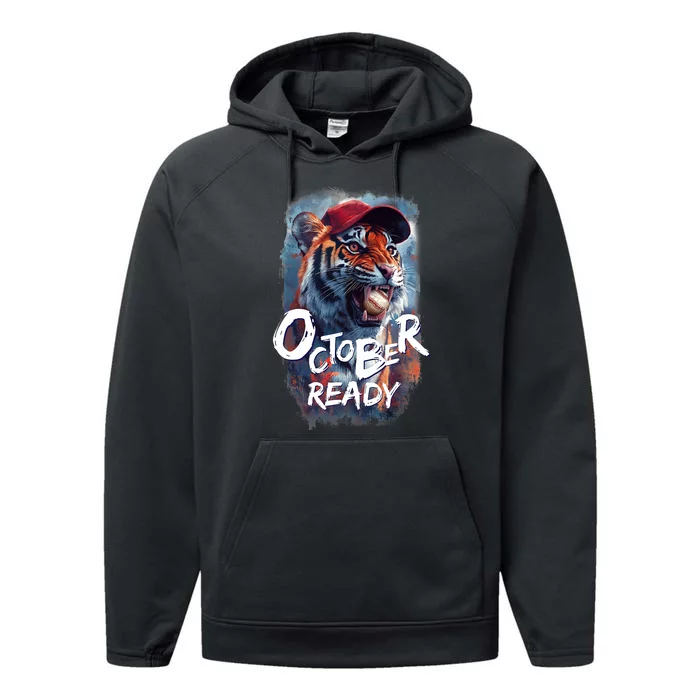 October Ready Tiger Baseball Sports Playoffs Performance Fleece Hoodie