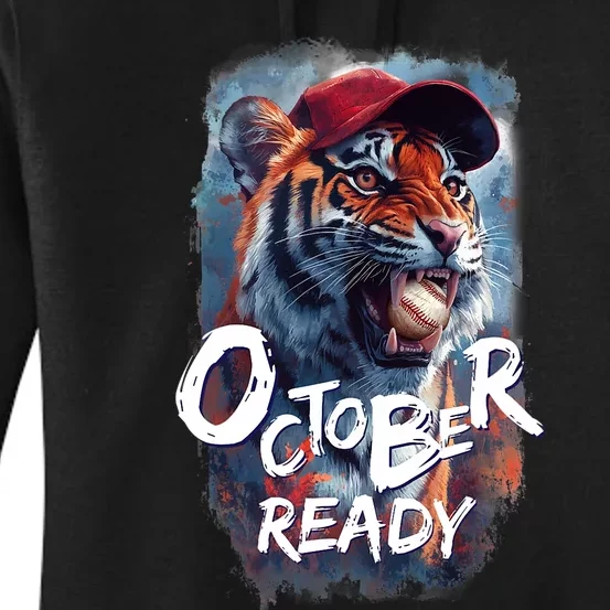 October Ready Tiger Baseball Sports Playoffs Women's Pullover Hoodie