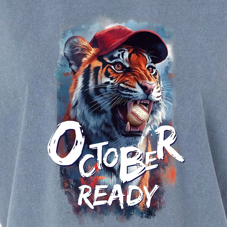 October Ready Tiger Baseball Sports Playoffs Garment-Dyed Women's Muscle Tee