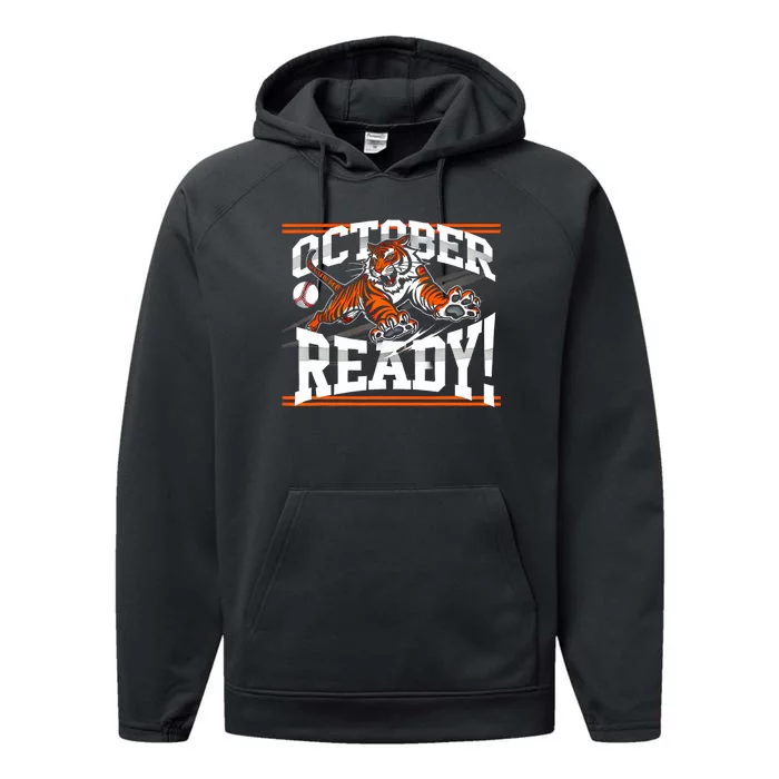 October Ready Tiger Baseball Fan Apparel Performance Fleece Hoodie