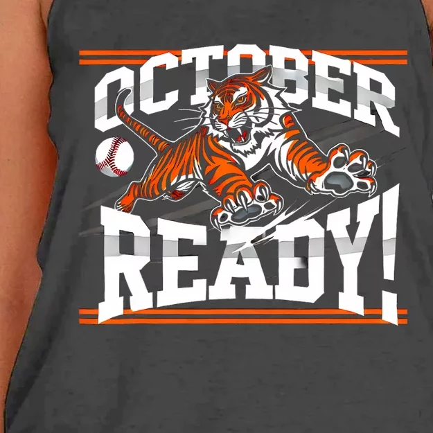 October Ready Tiger Baseball Fan Apparel Women's Knotted Racerback Tank