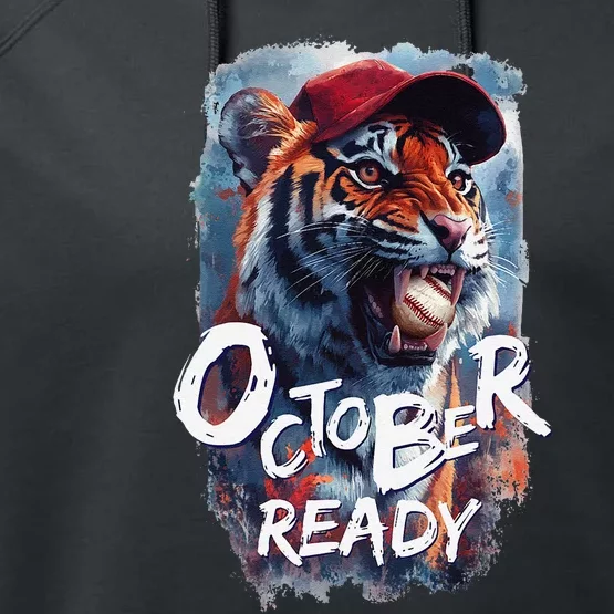 October Ready Tiger Baseball Sports Playoffs Performance Fleece Hoodie