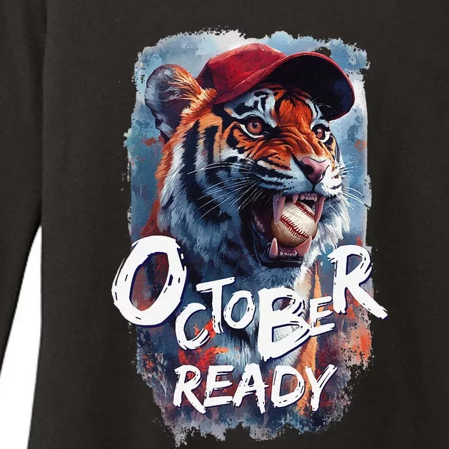 October Ready Tiger Baseball Sports Playoffs Womens CVC Long Sleeve Shirt