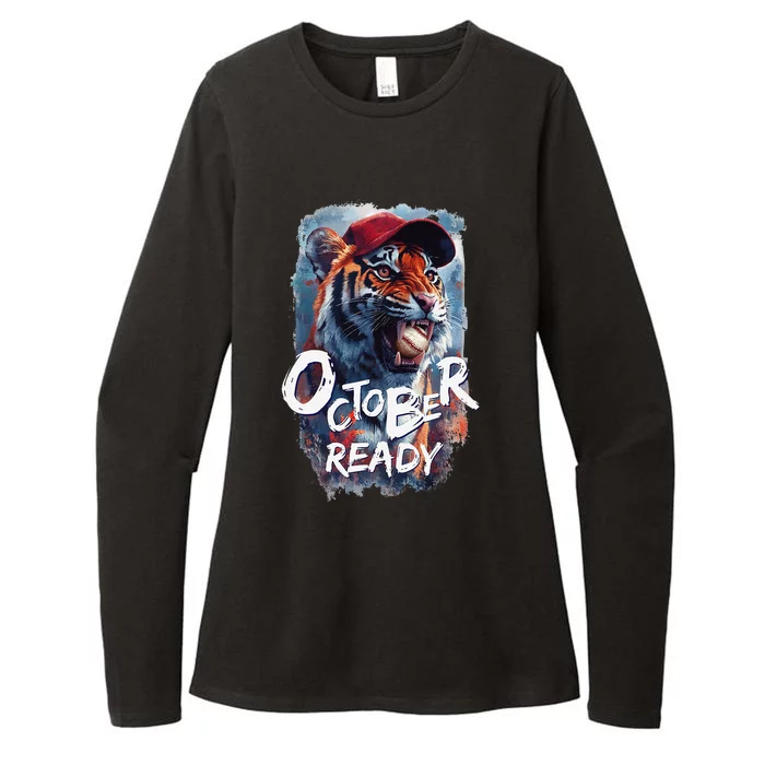 October Ready Tiger Baseball Sports Playoffs Womens CVC Long Sleeve Shirt