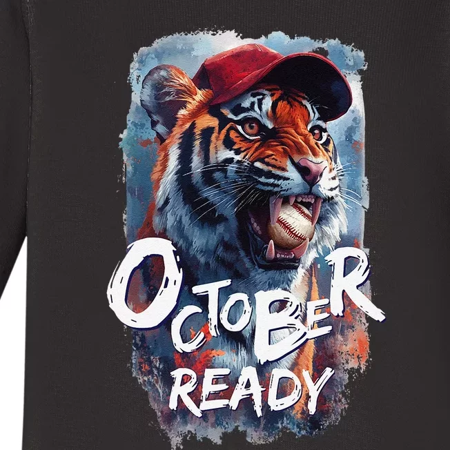 October Ready Tiger Baseball Sports Playoffs Baby Long Sleeve Bodysuit