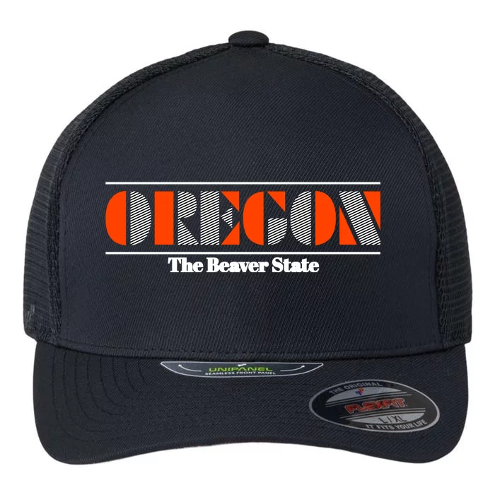 Oregon Retro The Beaver State Logo Flexfit Unipanel Trucker Cap