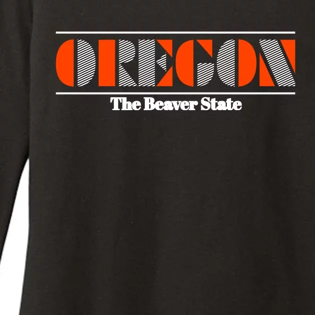 Oregon Retro The Beaver State Logo Womens CVC Long Sleeve Shirt