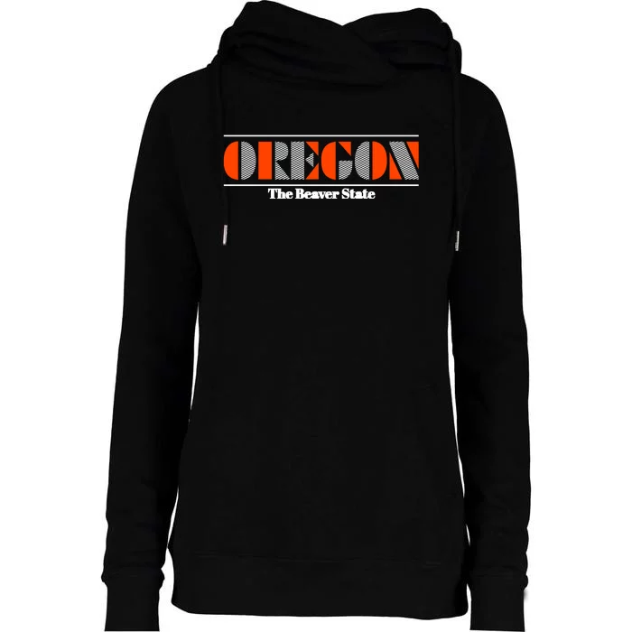 Oregon Retro The Beaver State Logo Womens Funnel Neck Pullover Hood